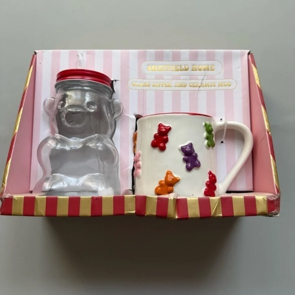 Sheffield Home Gummy Bear Mug & Glass Sipper Set Pink New